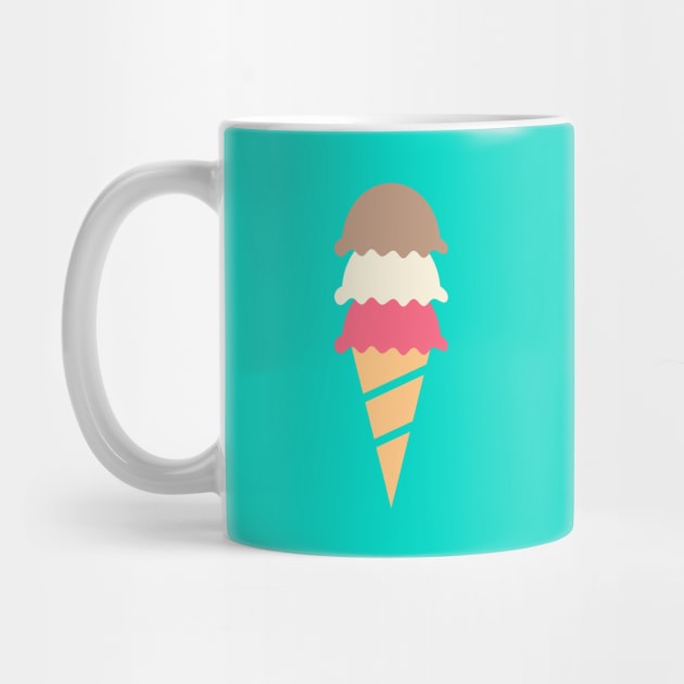 Neopolitan Three Scoop Ice Cream Cone by lymancreativeco